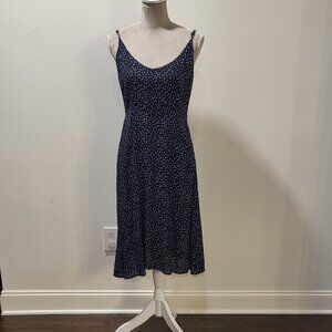 Montrez Blue Dress white small print flowers, Size M, spaghetti straps